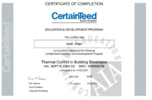 Thermal Control In Building Envelopes Certificate 300x197 1