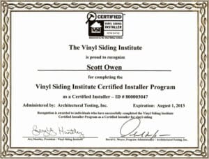 Vinyl Siding Institute Certified Installer 2013 300x228 1